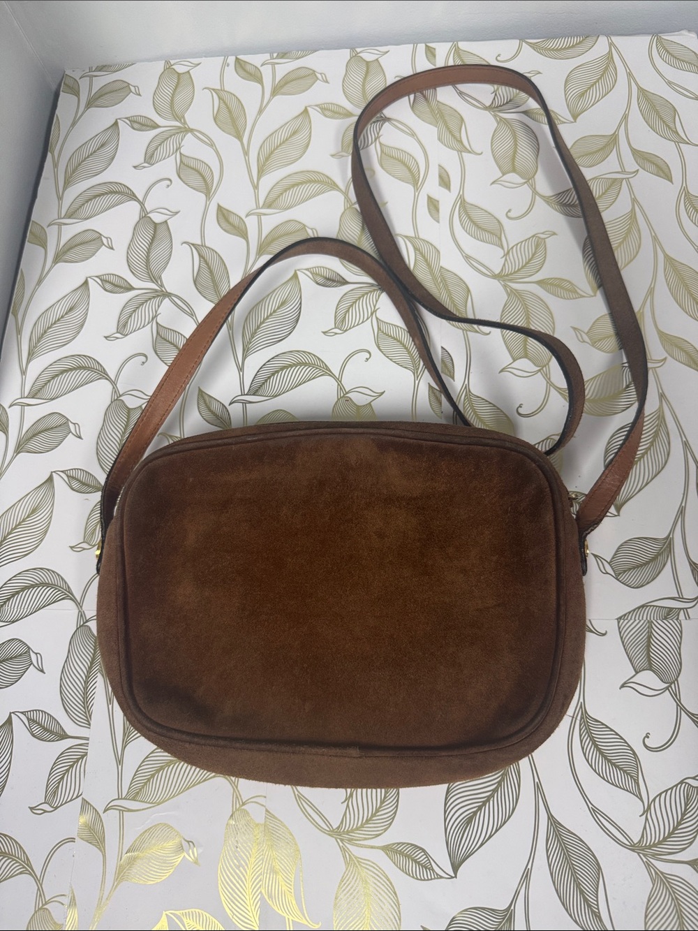 Salvatore Ferragamo Brown Suede Crossbody Bag